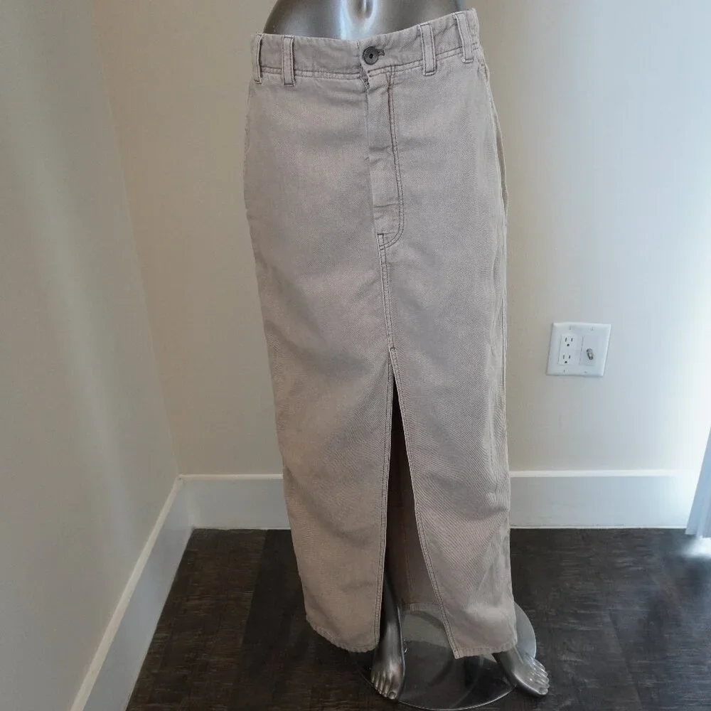 Brunello Cucinelli Monili Skirt Denim Linen Long Straight High Slit Size 6 New
